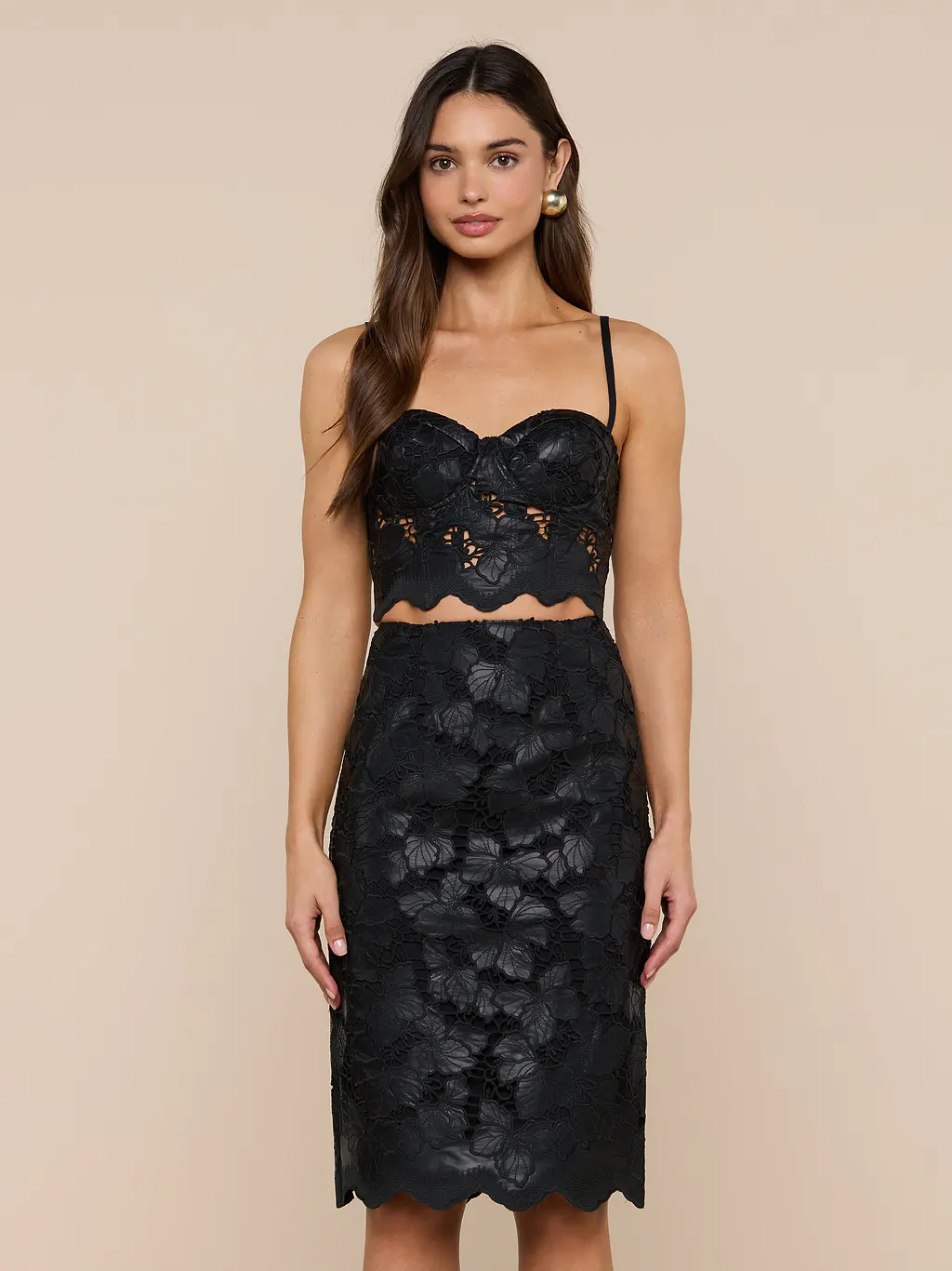 Sonya Vegan Leather Bustier in Black | L'AGENCE | L'Agence