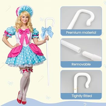Farochy Shepherd Staff Bo Peep Staff, White Hook Canes with Blue Bowtie, Plastic Shepherd Crook S... | Amazon (US)