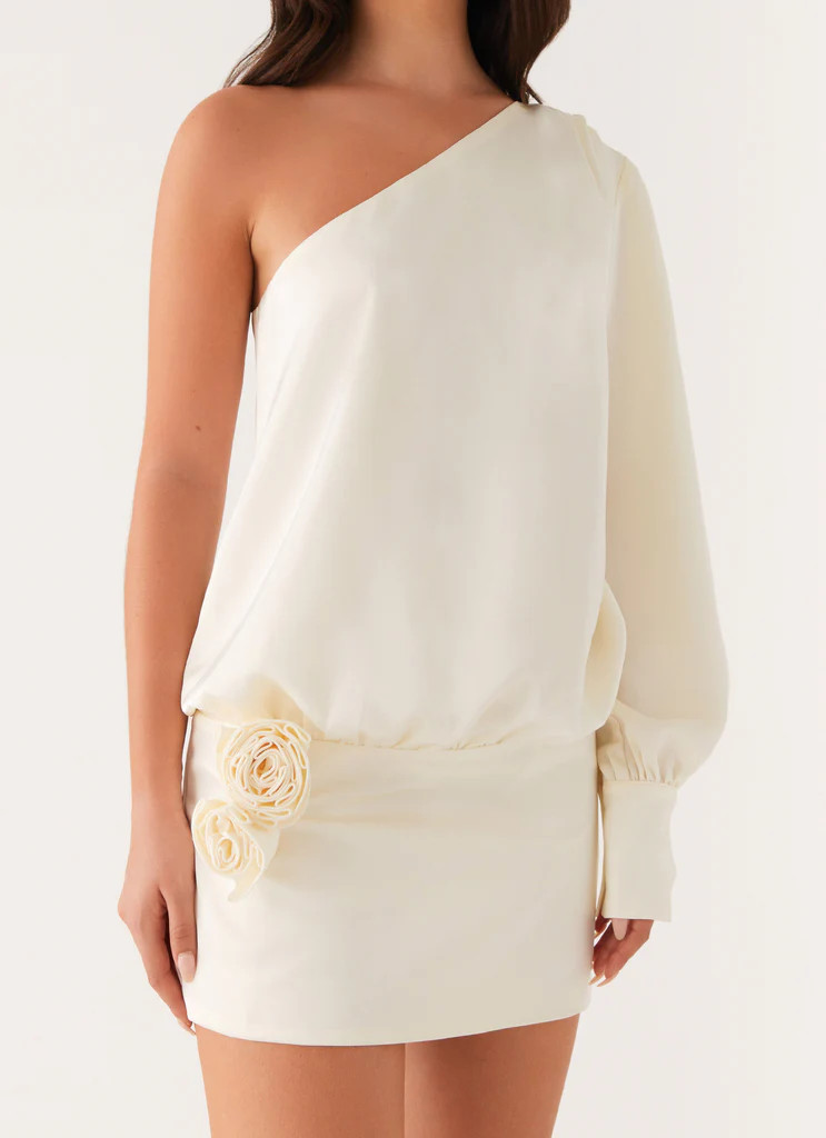 Pippie One Shoulder Mini Dress - Ivory | Peppermayo (Global)