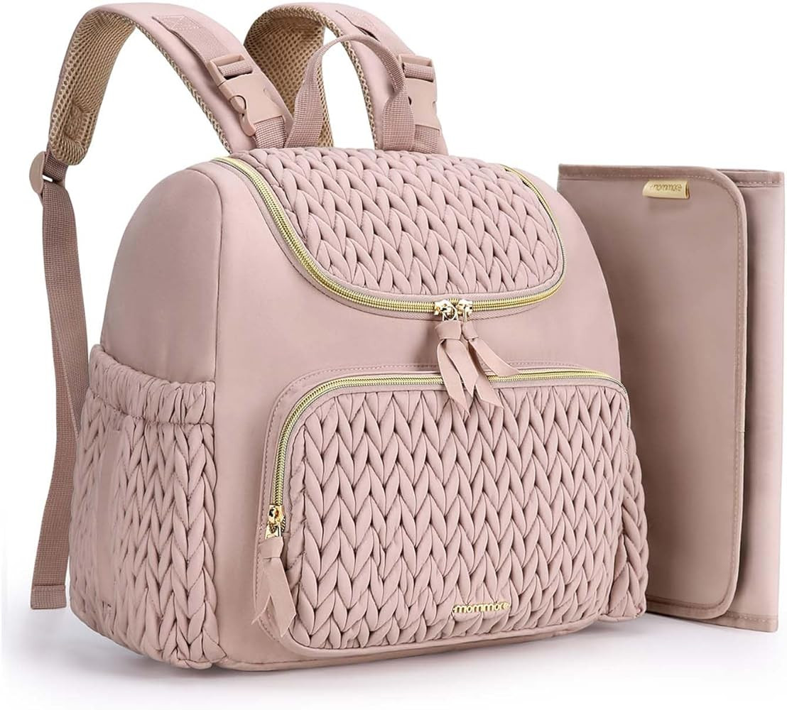 mommore Diaper Bag Small Diaper Backpack Stylish Baby Travel Backpacks with Insulated Pockets, Ch... | Amazon (US)