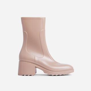 Icon Block Heel Ankle Wellington Boot In Cream Nude | EGO Shoes (US & Canada)