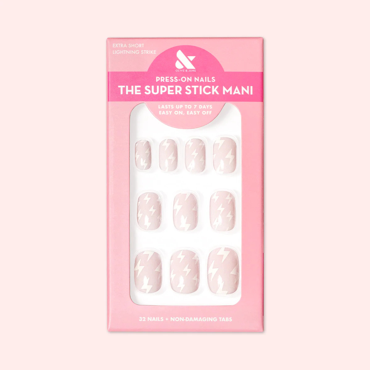 Lightning Strike | Extra Short | Squoval - Tab Press-On | Olive & June