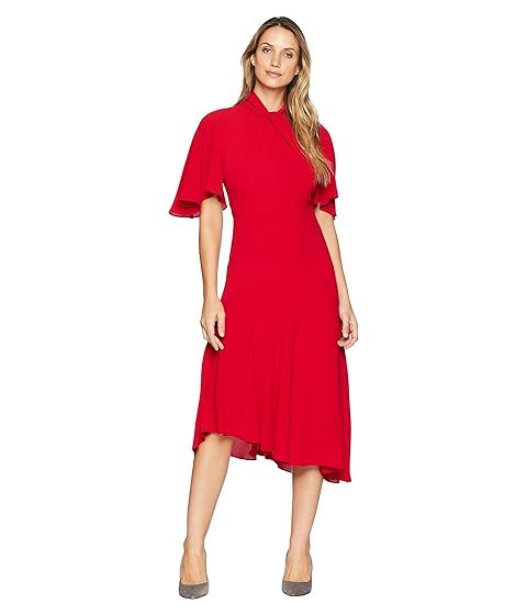 Maggy London Catalina Crepe Twist Neck Asymmetrical Midi Dress | Zappos