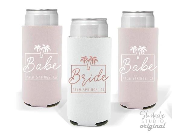 Bachelorette Party Slim Can Holder - Palm Springs - Bride - Babe - Reusable Can Holder - Californ... | Etsy (US)