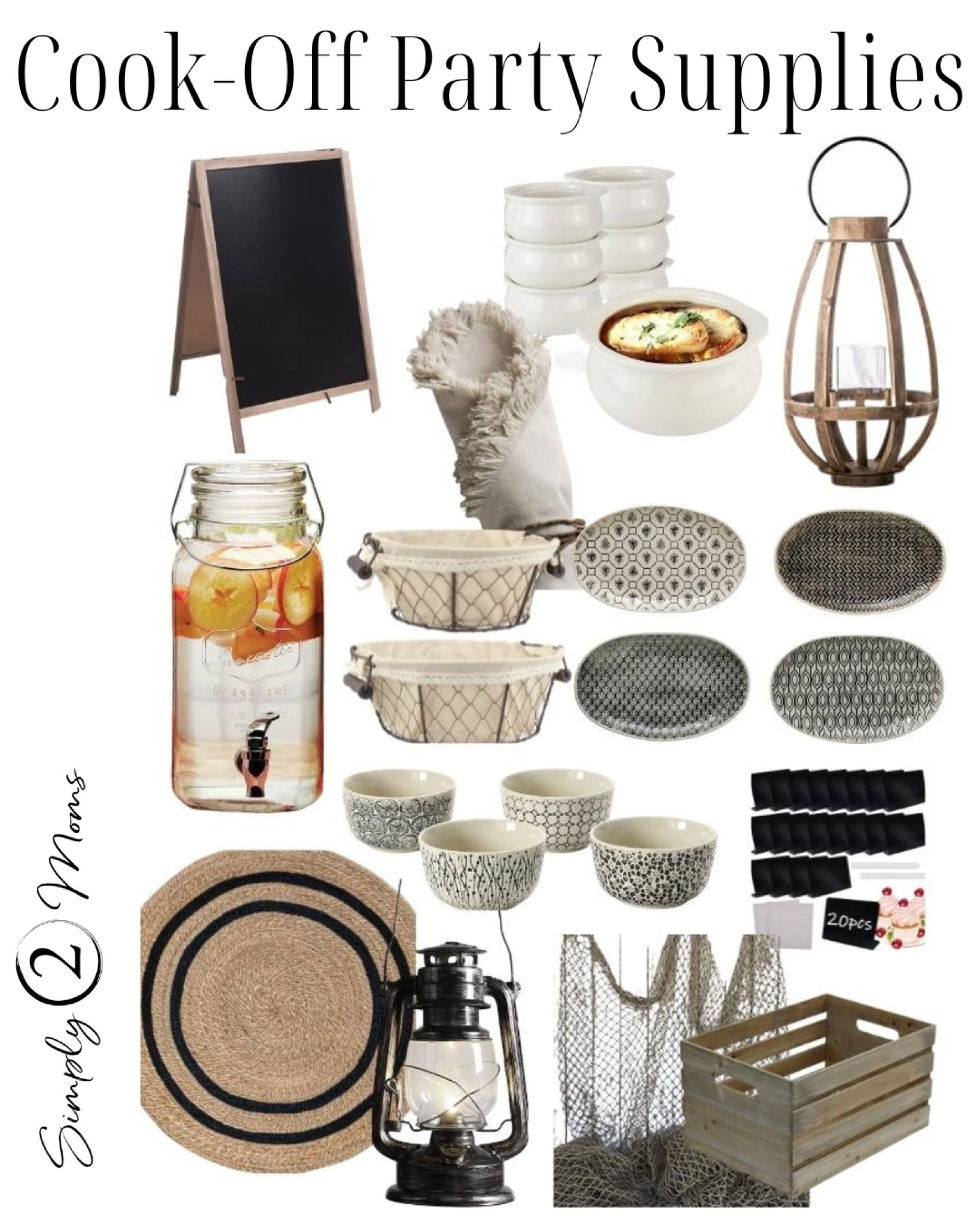 We’re sharing everything you need to host an amazing cooking competition gathering with friends. Chowderfest party ideas that can be used for any other food throw downs. Here are all the supplies needed for a fantastic cook off event.  Everything from serving pieces to decor is included in our collage of products. Check out our blog post for all the details of how to use these items for your party  

#LTKunder50 #LTKhome #LTKunder100