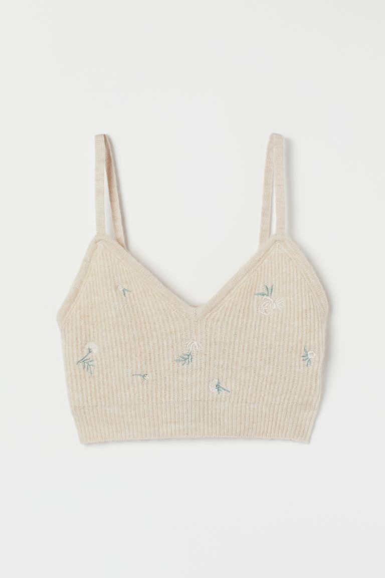 Knit Crop Top with Embroidery | H&M (US + CA)