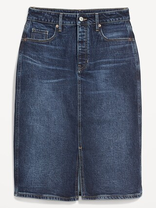 Higher High-Waisted Button-Fly Midi Jean Pencil Skirt for Women | Old Navy (US)