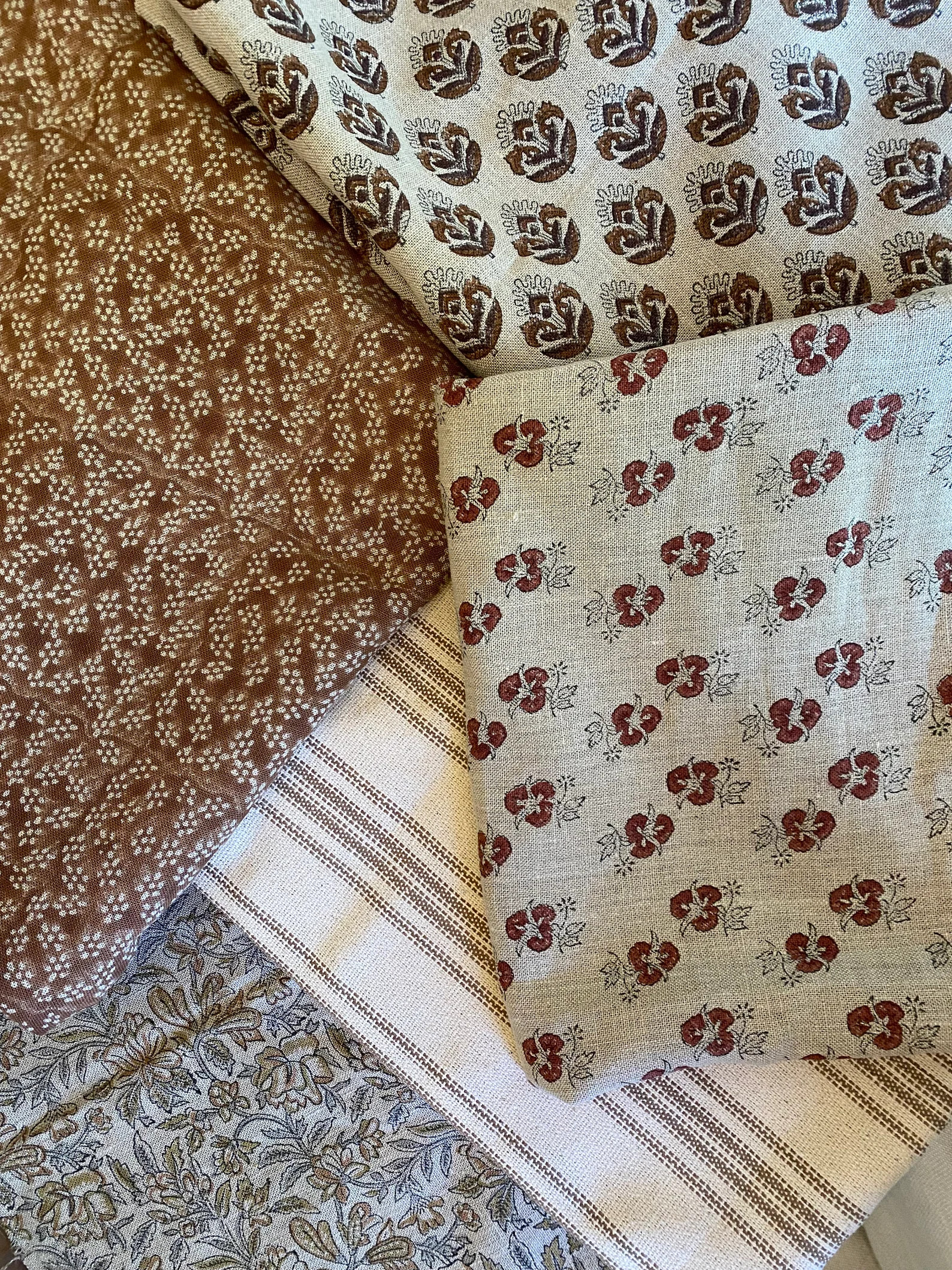 Wynn Pillow Cover, Hand Blocked Floral Pattern on Natural Linen Fabric, Floral Pattern, Medium Sc... | Etsy (US)