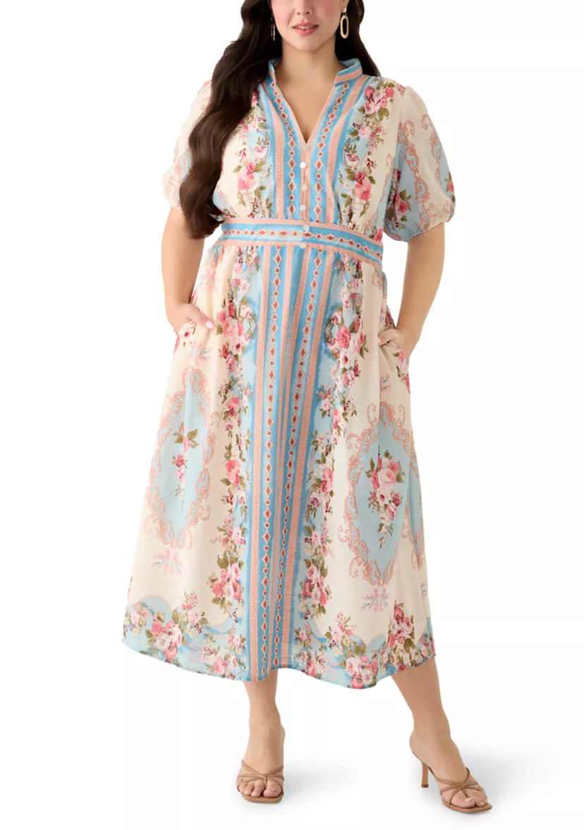 Plus Size Linen Belted Maxi Dress | Belk