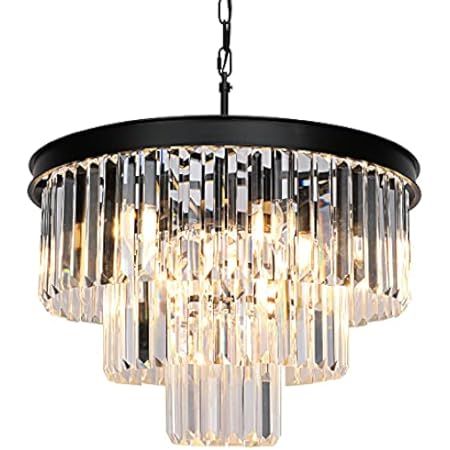 Chrome Crystal Chandelier Lighting 24.5'' for Dining Rooms Bedroom Foyer Entryway Ceiling Hanging Pe | Amazon (US)