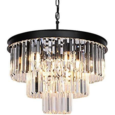 Chrome Crystal Chandelier Lighting 24.5'' for Dining Rooms Bedroom Foyer Entryway Ceiling Hanging Pe | Amazon (US)