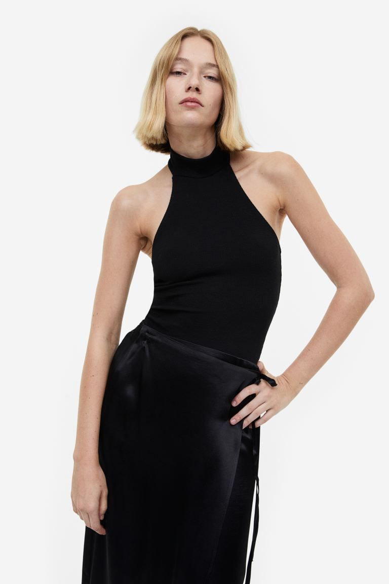 Halterneck Thong Bodysuit - Black - Ladies | H&M US | H&M (US + CA)