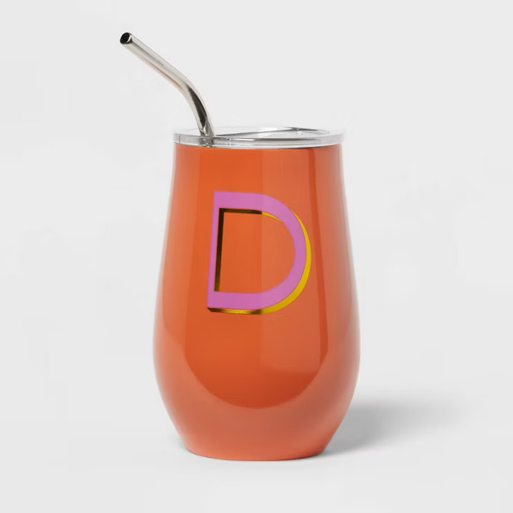 11.8oz Stainless Steel Double Walled Non-Vacuum Wine Tumbler with Lid and Straw - Opalhouse™ | Target