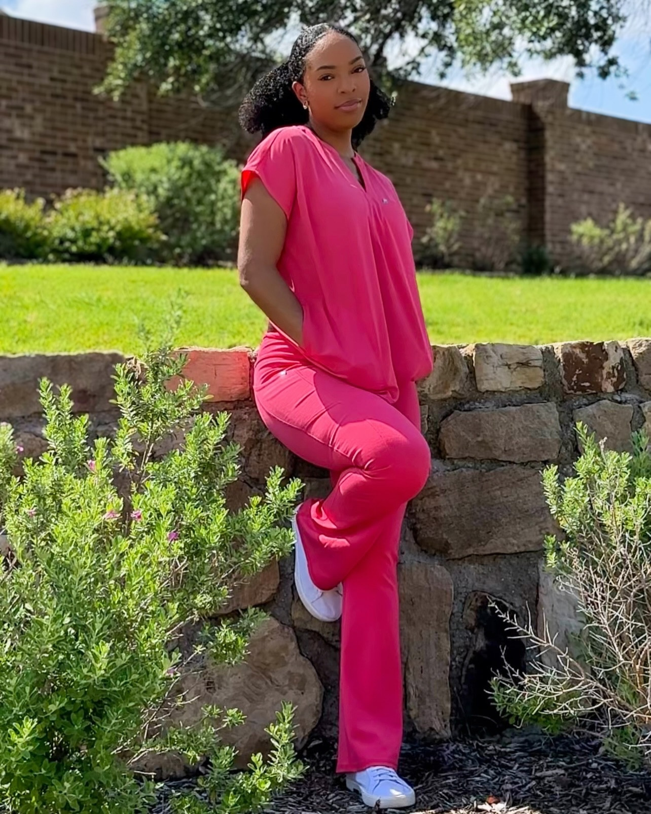 It was ALWAYS gonna be nursing for me. 💕

Looking super cute in @fableticsscrubs new gelato 🍧 color! 

& 2 weeks until I start my job!! Should I wear these on first day? Or keep it cute and neutral with my black wide leg scrub jumpsuit? 

#nurse #nursepractitionerlife #nursepractitioner #dallas #dallasinfluencer #blacknurses