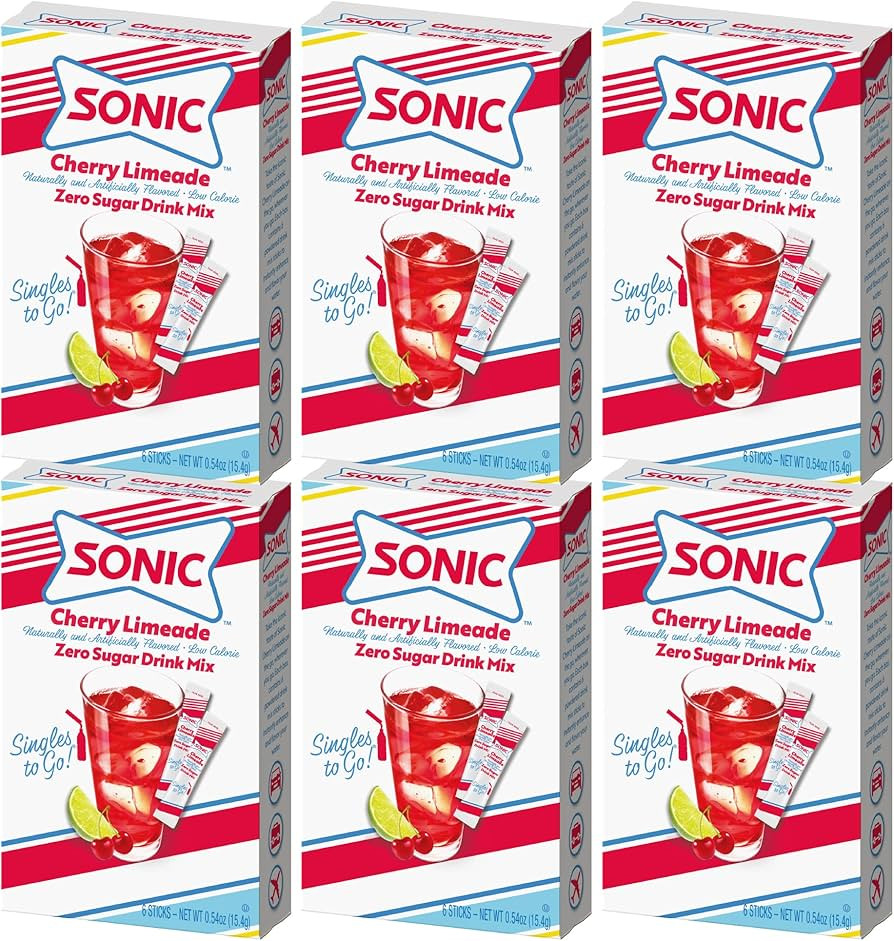 Sonic SINGLES TO GO! Sonic Singles to Go Powdered Drink Mix, Cherry Limeade, 6 Sticks per Box,(Pa... | Amazon (US)