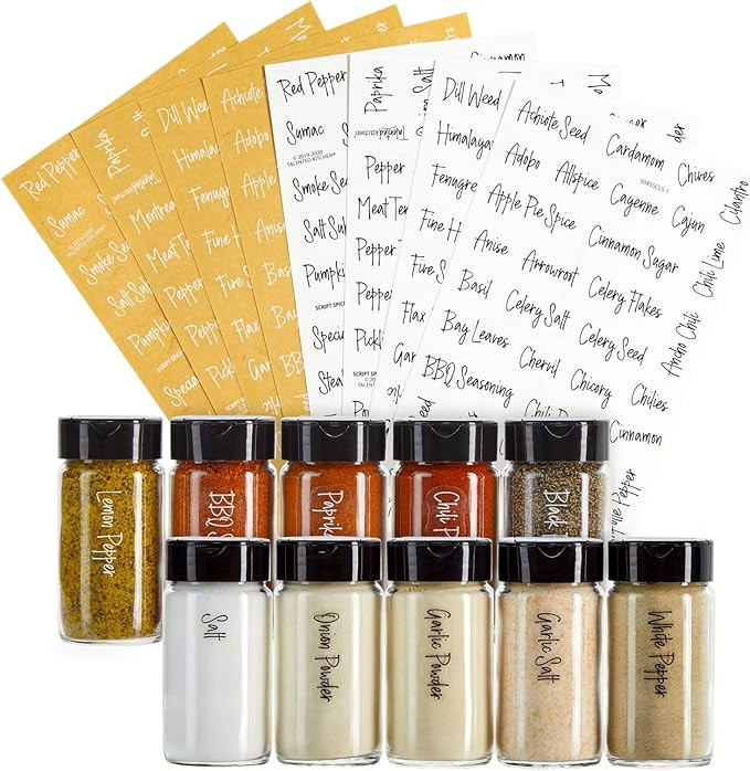 Talented Kitchen 272 Spice Labels Stickers, Clear Spice Jar Labels Preprinted for Seasoning Herbs... | Amazon (US)