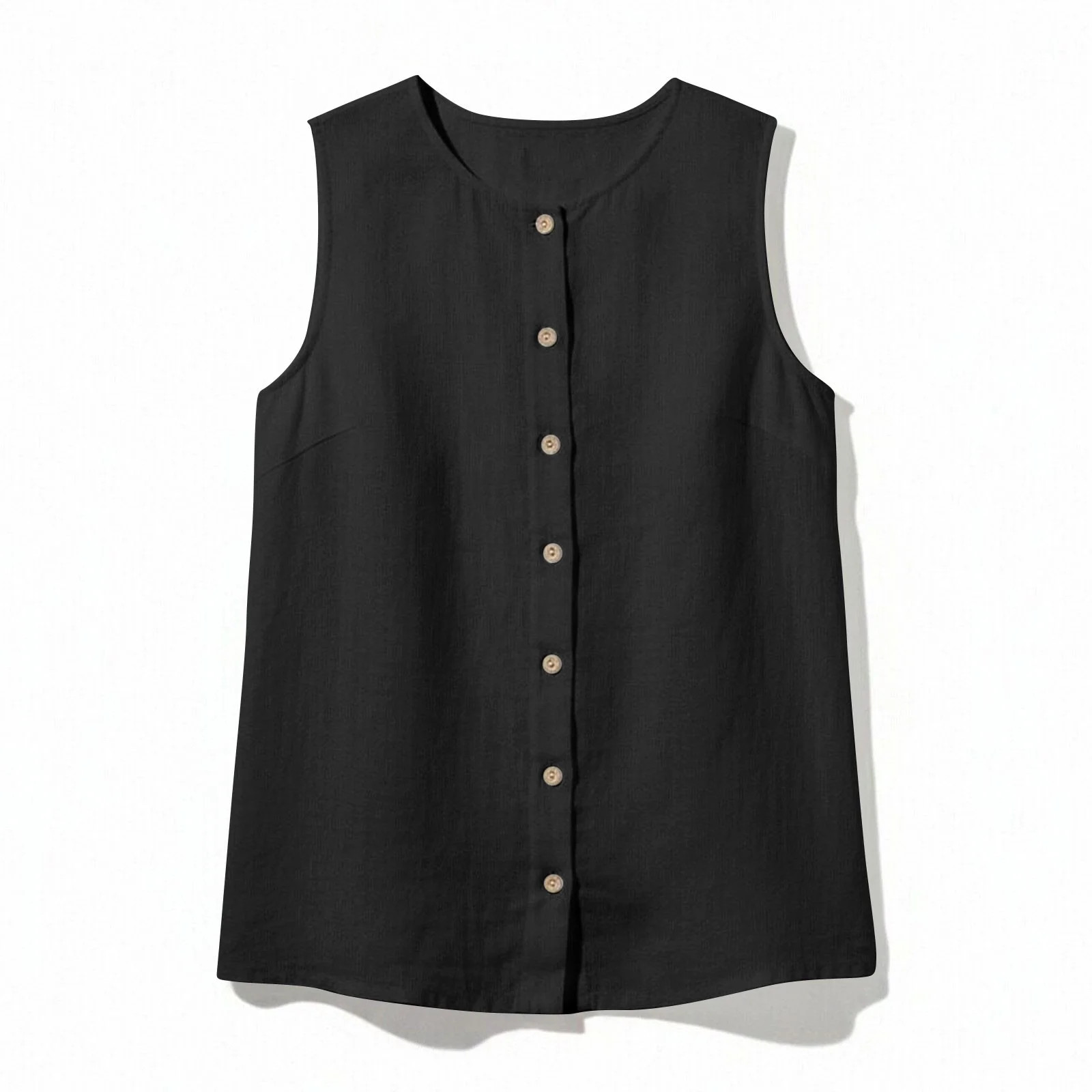 Kinrui Women's Gauze Tank Tops Casual Button Down Sleeveless Shirts Business Casual Summer Blouse... | Walmart (US)