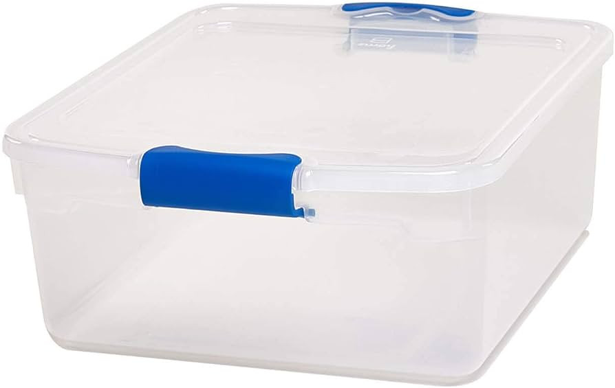 HOMZ 15.5 Quart Plastic Multipurpose Stackable Storage Container Tote Bins with Secure Latching L... | Amazon (US)