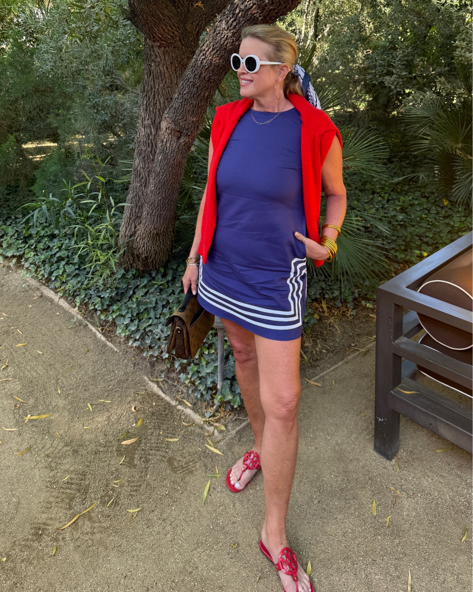 Looks like Tuckernuck
Without the price..

Great quality- linen dress full lined, button neck closet 
Comes in several colors 
Wearing a med 
I am tall, so this is shorter on me.. 5’9 1/2 but I don’t mind short shorts, skirts or dresses❤️

Red cashmere sweater mine is by pure I linked more affordable options by quince 

Tory Burch miller sandals in red 

Lv bag 

Sunglasses linked Amazon find 

Budha girl gold water proof bangles  

gold hoop earring Julie Vos 

Scarf in my pony tail Chicos

#LTKootd #LTKgrwm #LTKOver40