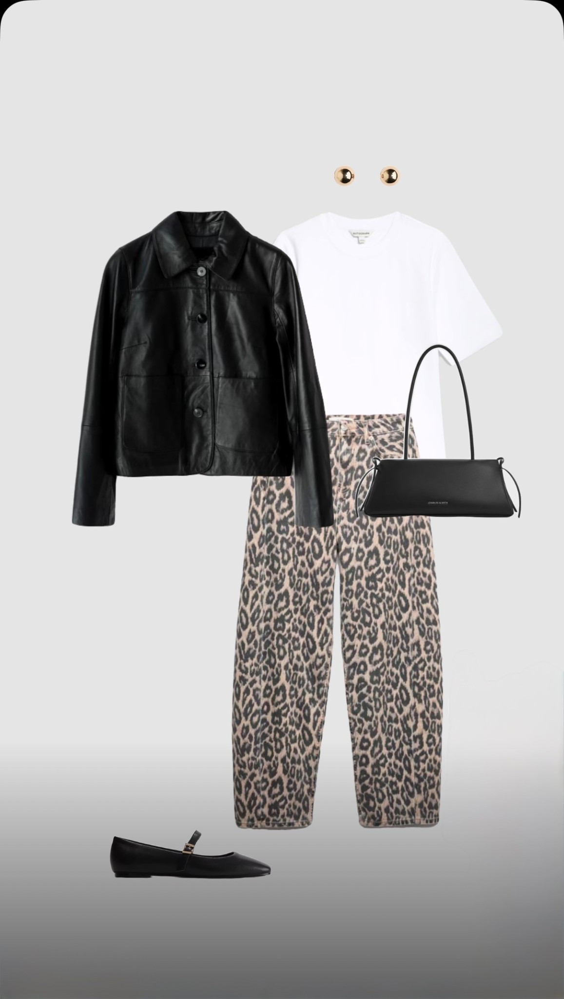 Get 15% off Charles & Keith with code COMAMBW15JESSIE  ✨ (must be logged into your account for the discount to apply) 

Leather Jacket, White T-Shirt, Leopard Print Barrel Jeans & Ballet Mary Jane’s Spring Evening Outfit ✨



• pub uk going out outfits date night outfits trendy women’s uk 2026 fashion jeans & a nice top black shoulder bag dinner outfits brunch outfit city break travel holiday outfits high waisted jeans •

#LTKdatenight #LTKuk #LTKspring