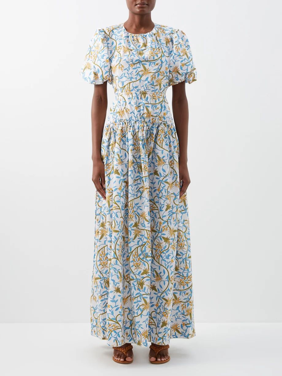 Samba cutout floral-print cotton-poplin dress | Agua by Agua Bendita | Matches (US)