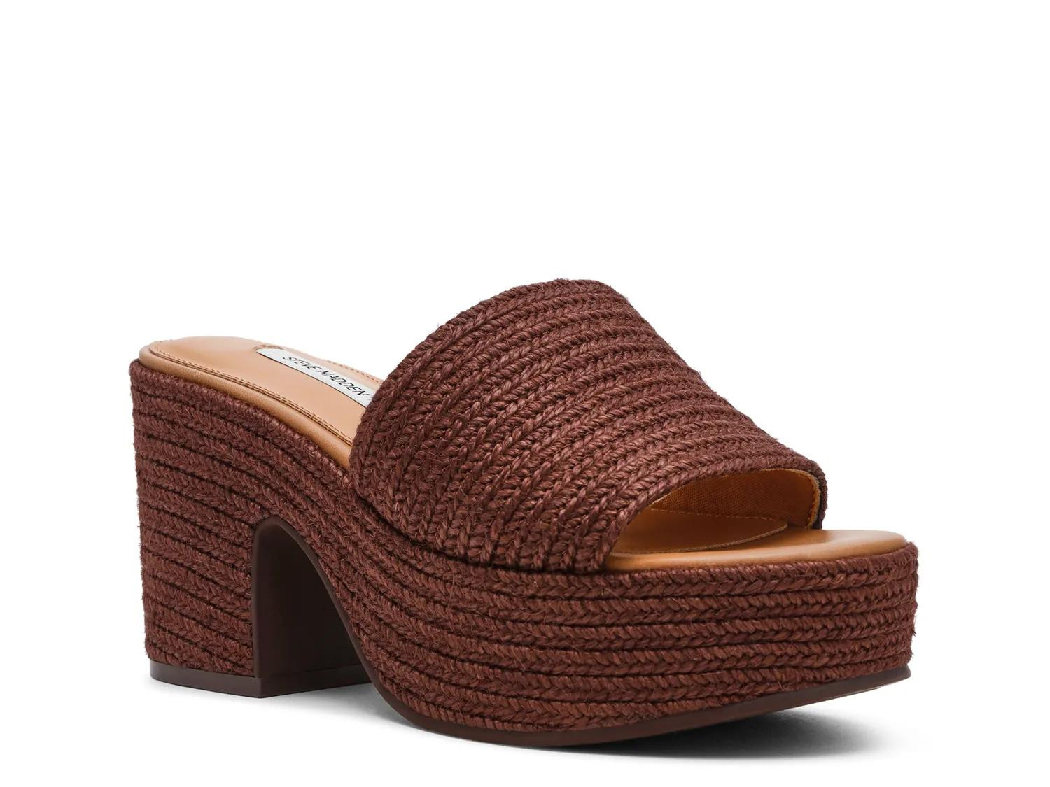 Steve Madden Trippy Platform Sandal | Women's | Brown Raffia | Size 6.5 | Sandals | Block | DSW