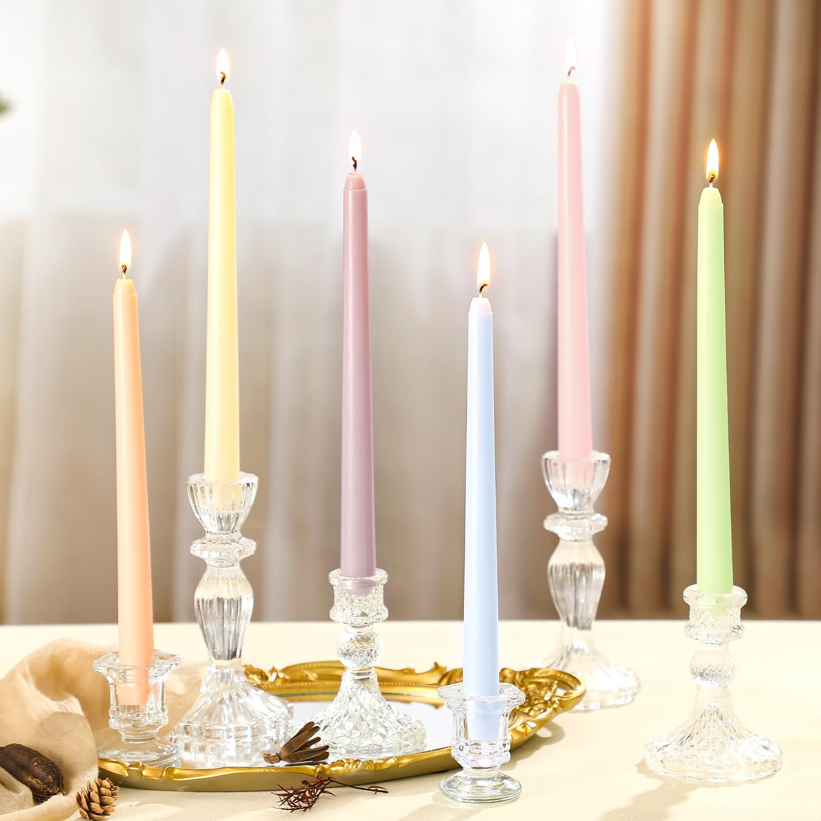 6 Pcs Candy Taper Candles 10 Inch Pastel Unscented Smokeless Tapered Candles Handmade Multicolore... | Amazon (US)