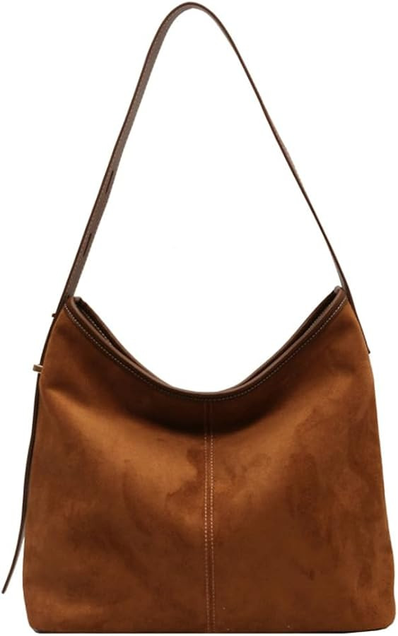 Tote Bag for Women Suede Classic Top-handle Shoulder Bags Slouchy Hobo Crossbody Bag Retro Colleg... | Amazon (US)