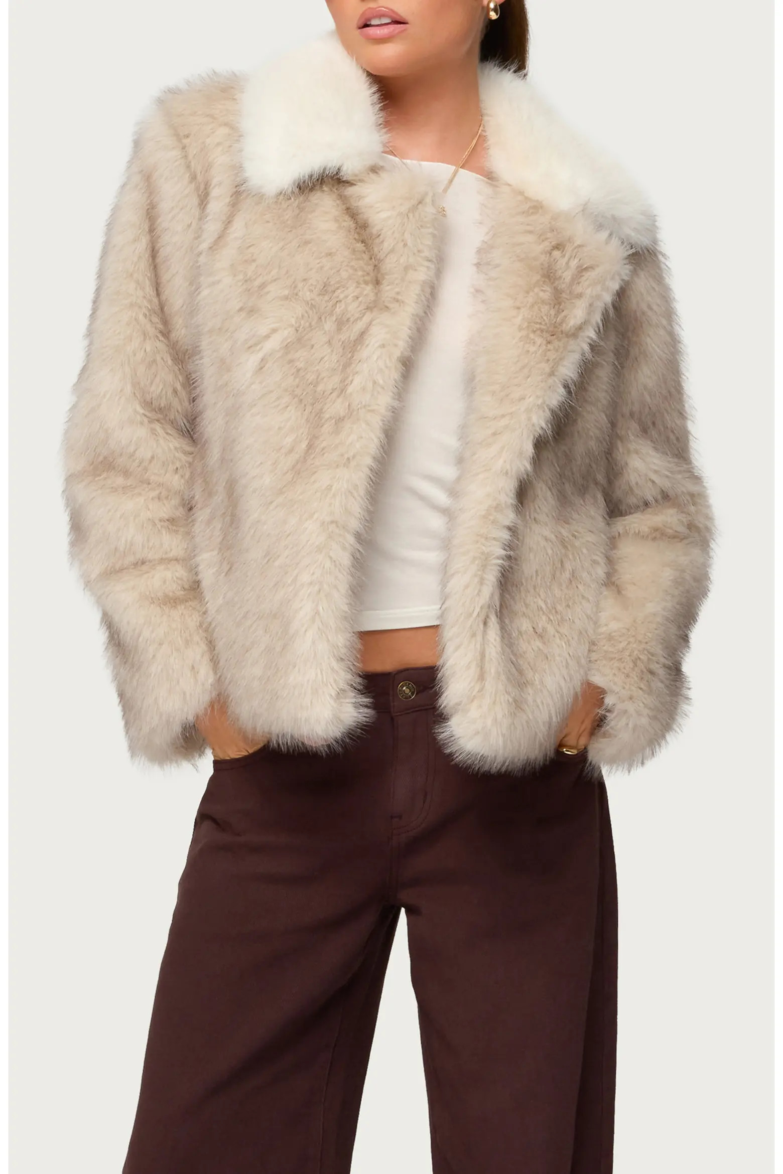EDIKTED Contrast Collar Faux Fur Jacket (Women) | Nordstrom | Nordstrom