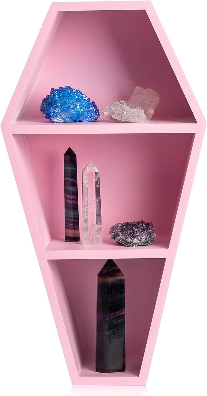 MANNY'S MYSTERIOUS ODDITIES Coffin Shelf - Spooky Gothic Decor for The Home - Pink Hanging Wooden... | Amazon (US)
