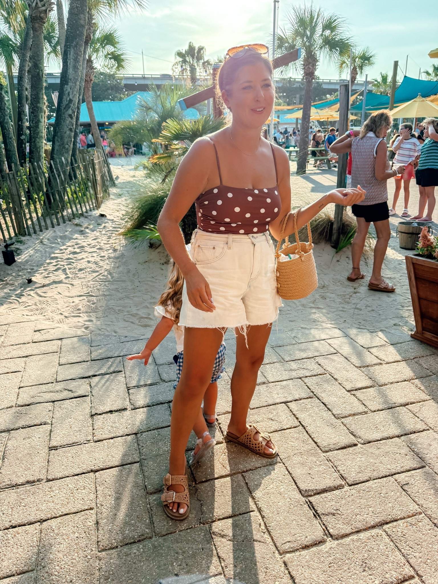 Summer outfit, polka dot swimsuit 

Wearing medium and 29 in shorts

#LTKootd #LTKSwim