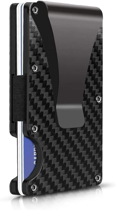 Carbon Fiber Minimalist Wallet for Men - RFID Blocking Credit Card Holder Metal Wallet- Money Cli... | Amazon (US)