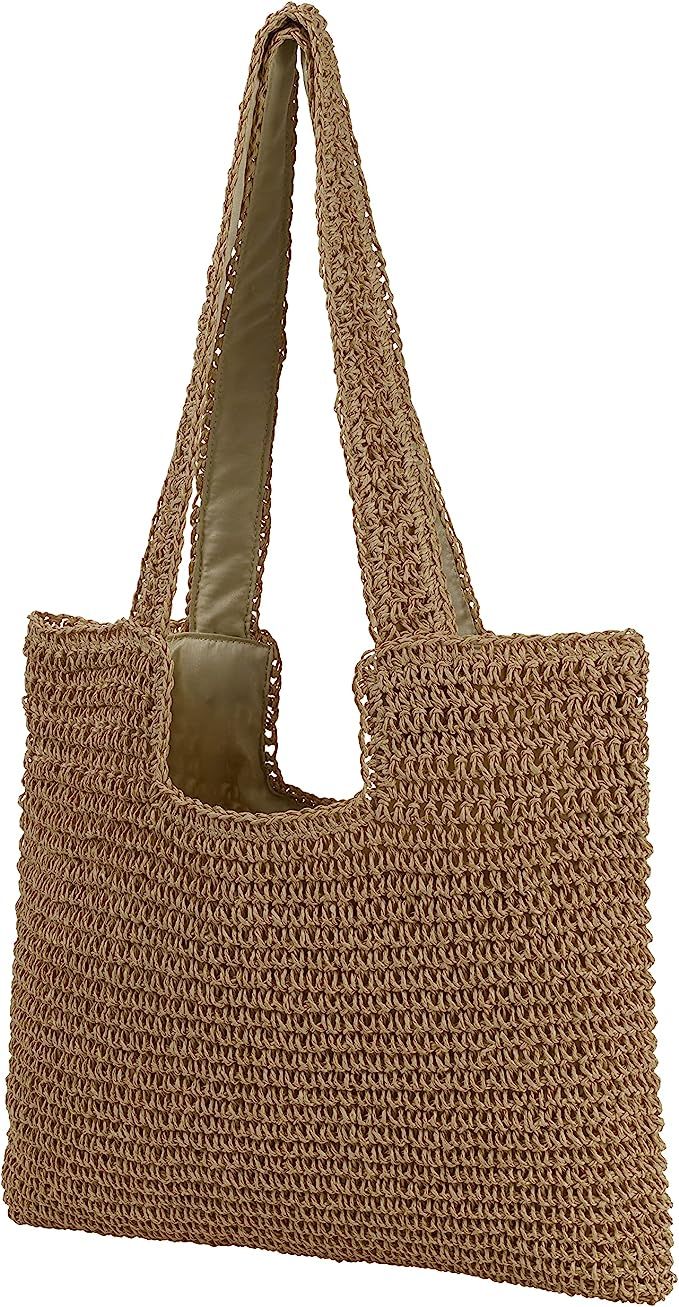 Finnhomy Handmade Straw Beach Bag Large Capacity Woven Tote Bag Light Hobo Bag Shoulder Bag for B... | Amazon (US)