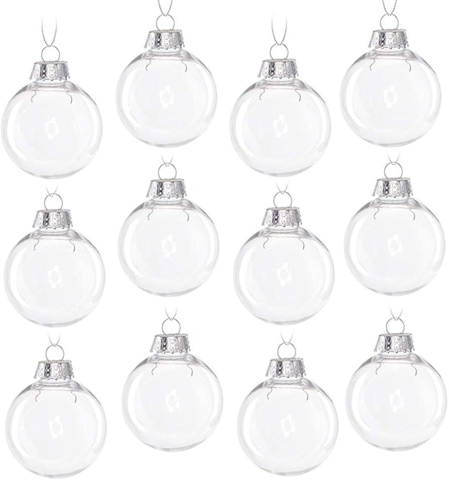 HahaGo Clear Baubles Transparent Ball Plastic Fillable Sphere Ornament for Xmas Tree/Home Decorat... | Amazon (US)