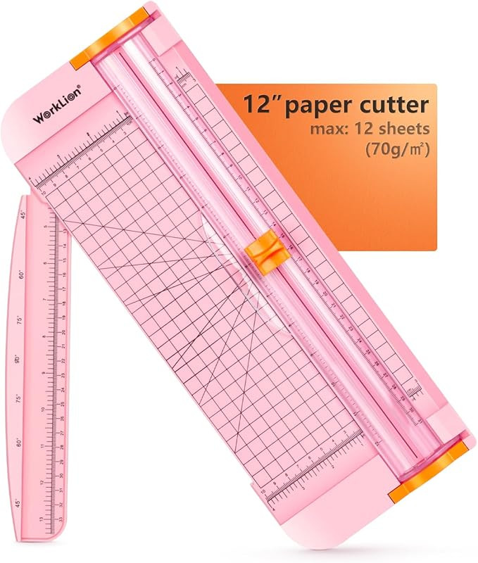 WORKLION Straight Paper Cutter For crafting – Pink 12 Inch Paper Trimmer With Security Safeguar... | Amazon (US)