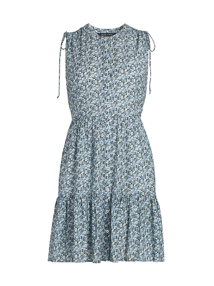 Women's Yulianna Floral Cotton-Blend Minidress - Lake Mist Multi - Size XL | Saks Fifth Avenue