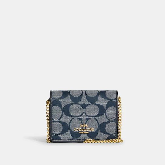 Mini Wallet On A Chain In Signature Chambray | Coach Outlet