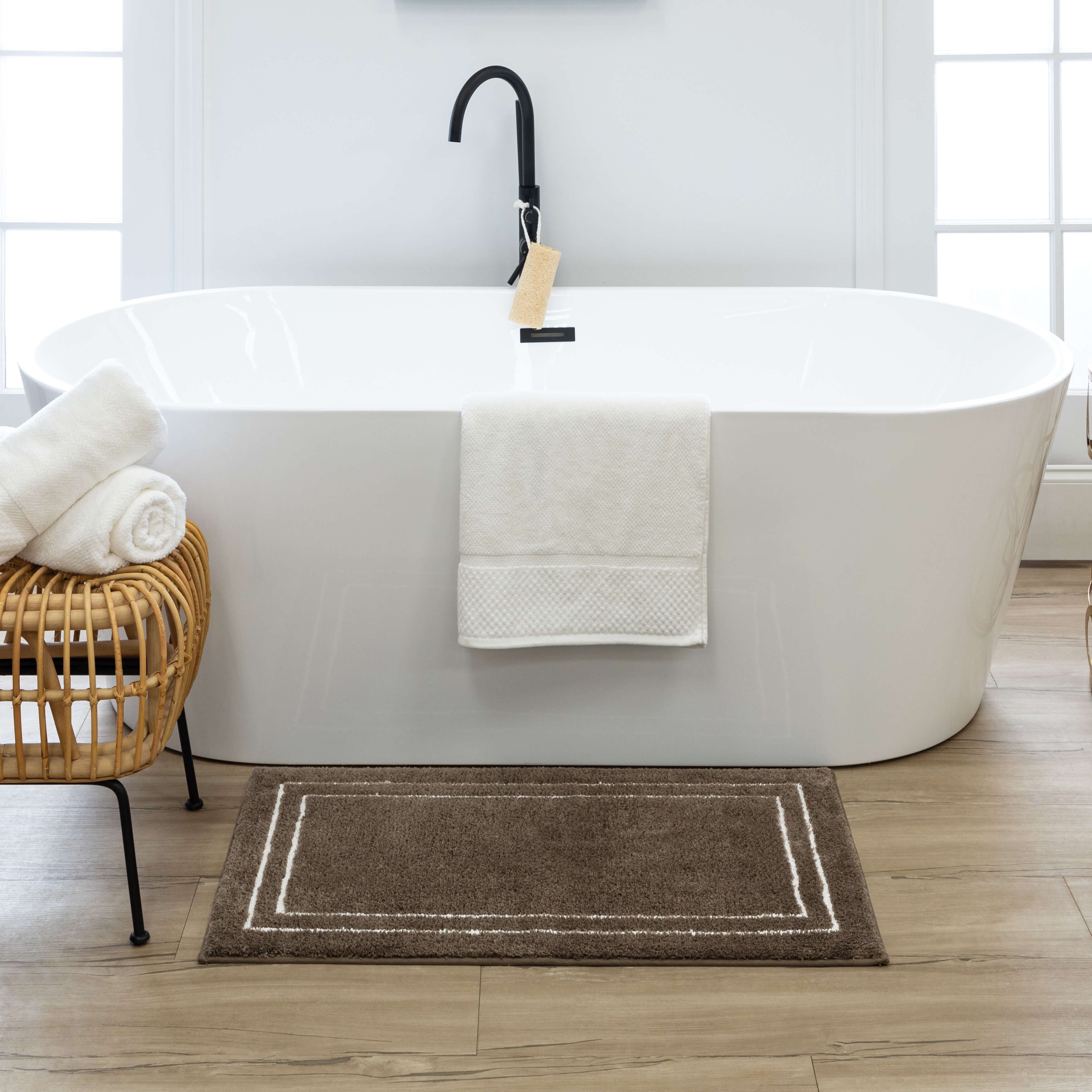 Carrina Walnut and White Bath Mat | Covered By Rugs