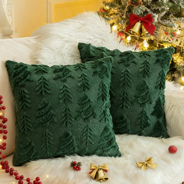 Sanmadrola Christmas Tree Decorative Throw Pillow Covers Set of 2, 18"x18" Soft Fluffy Pillowcase... | Walmart (US)