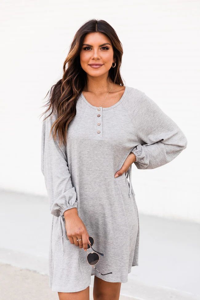 Taken By You Grey Henley Dress FINAL SALE | The Pink Lily Boutique