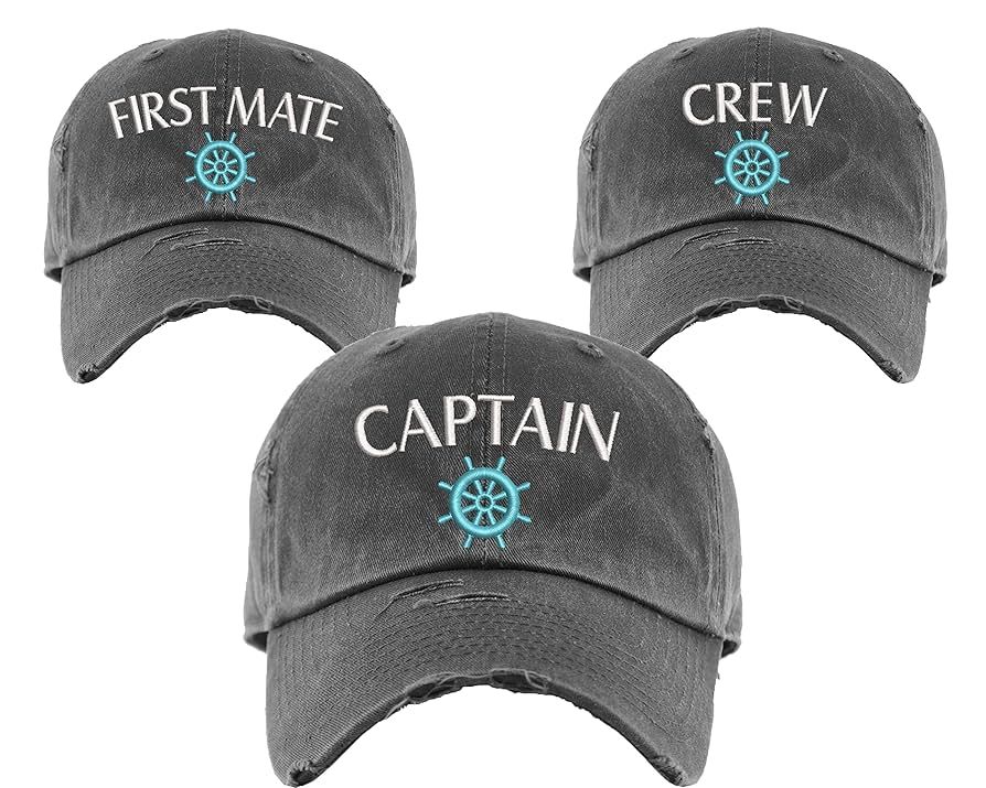 Captain Hat, First Mate OR Crew Hat (ONE HAT) | DISTRESSED Baseball Cap OR Ponytail Hat | Nautica... | Amazon (US)