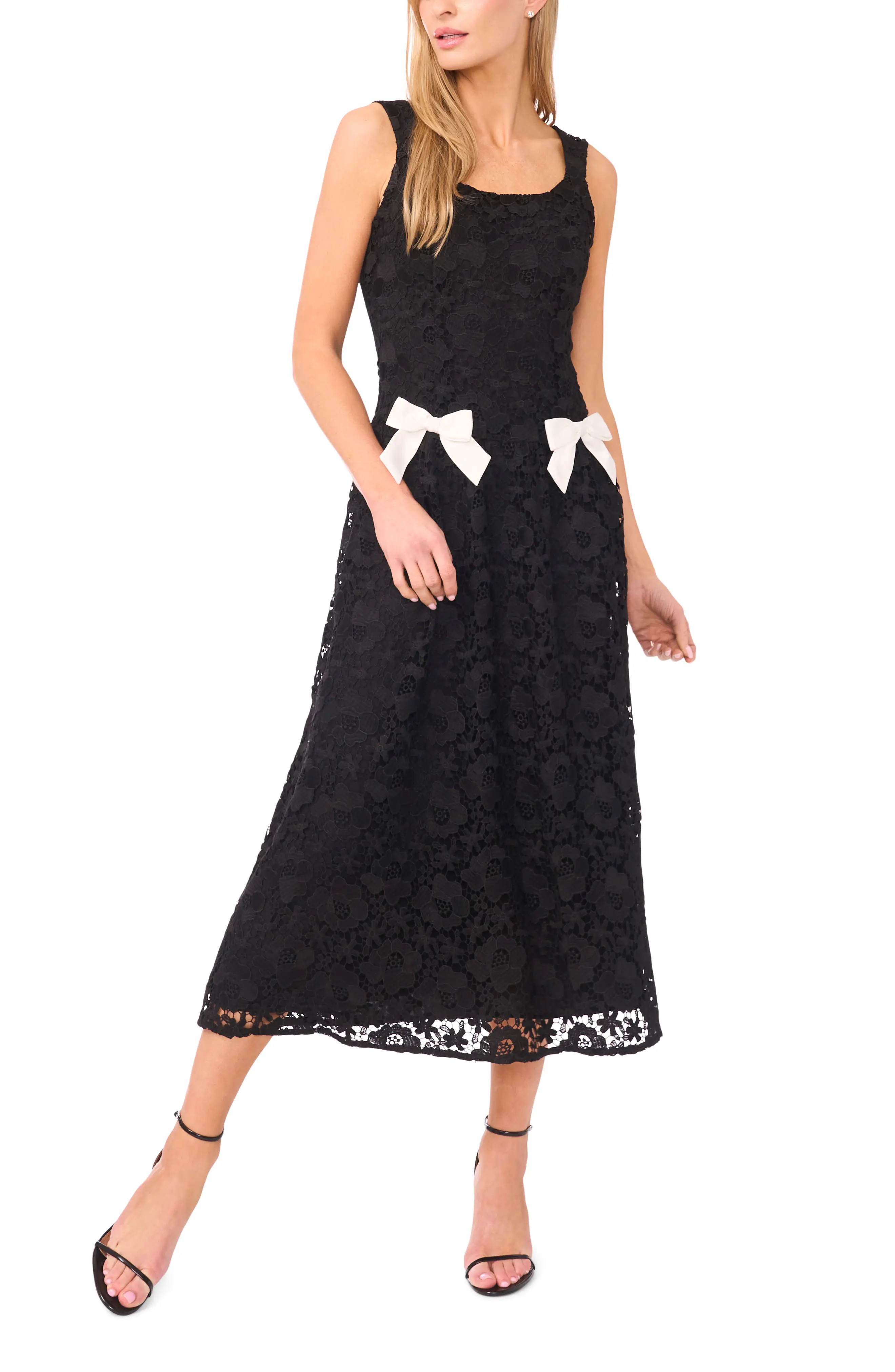 CeCe Bow Detail Floral Lace Midi Dress (Women) | Nordstrom | Nordstrom