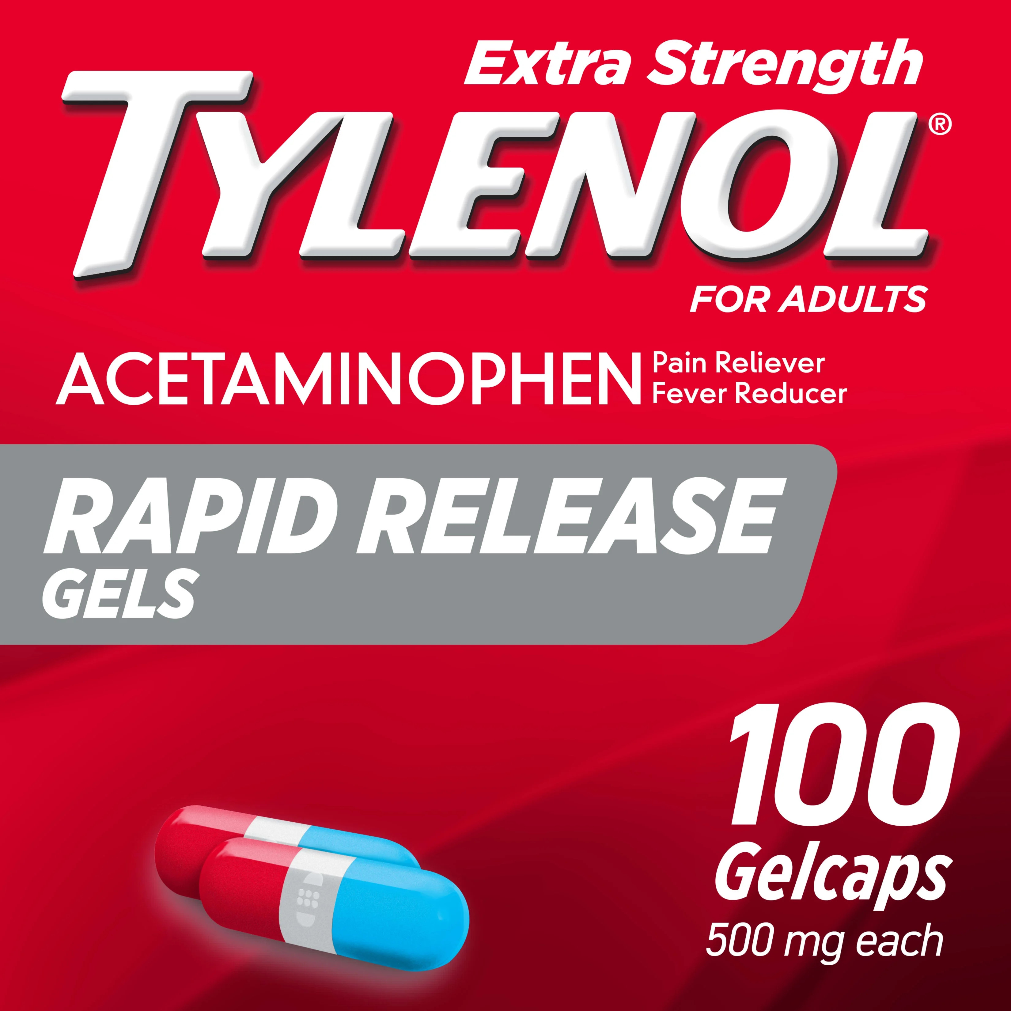 Tylenol Extra Strength Acetaminophen Rapid Release Gels, 100 ct | Walmart (US)