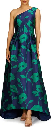 Kay Unger Tiara Floral Print One-Shoulder Gown | Nordstrom | Nordstrom