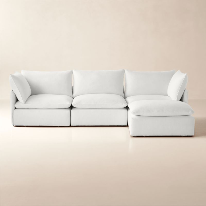 Lumis 4-Piece Modular Snow White Performance Fabric Sectional Sofa + Reviews | CB2 | CB2