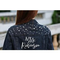 Custom Pearl Denim Jean Jacket Future Mrs, Personalized Bride Jacket, Wedding Wife Bridal Jacket, En | Etsy (US)