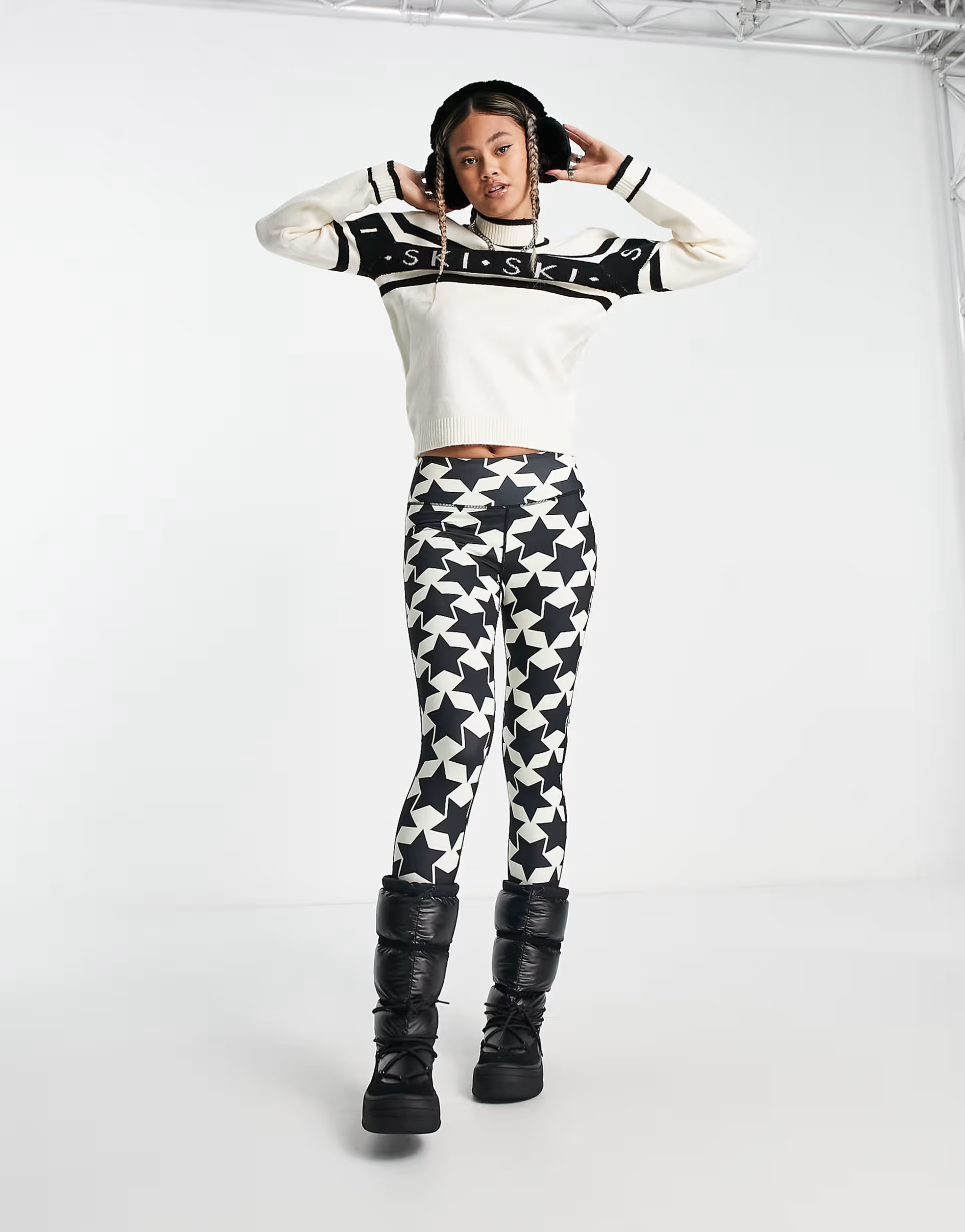 South Beach ski knitted jumper in cream and black | ASOS (Global)