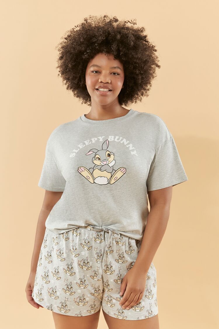 Plus Size Disney Thumper Tee & Shorts Pajama Set | Forever 21 | Forever 21 (US)