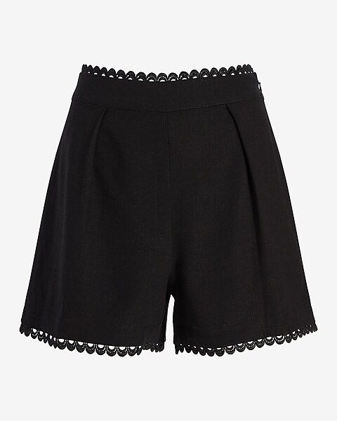 High Waisted Linen-Blend Eyelet Lace Trim Shorts$48.00 marked down from $64.00$64.00 $48.00Price ... | Express