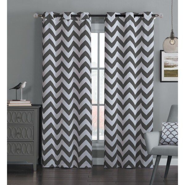 Avondale Manor Blackout Chevron Curtain Panel Pair 84" in Navy (As Is Item) | Bed Bath & Beyond